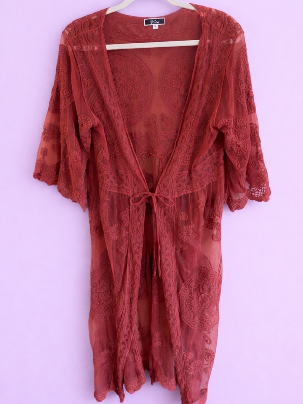 Sheer Embroidered Lace Duster